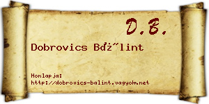 Dobrovics Bálint névjegykártya